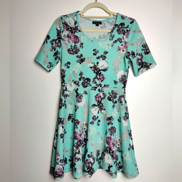 J for Justify Dresses & Skirts - J for Justify Retro Turquoise Floral Mini Skater Dress, Size M